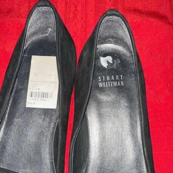 Stuart Weitzman Elegant Black Loafers with Silver Accents Size 8 - Picture 3 of 10